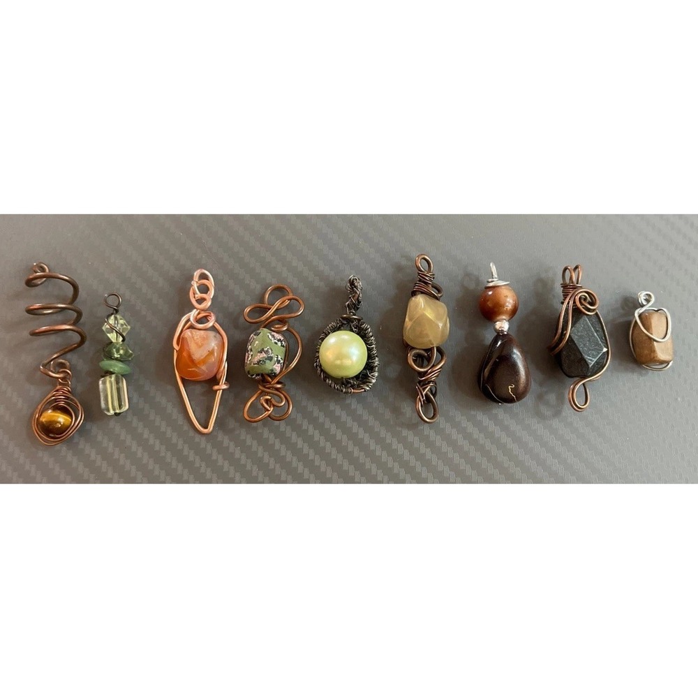 Lot of 6 Wire Wrapped Pendants Crystals And Stones Artisan Jewelry